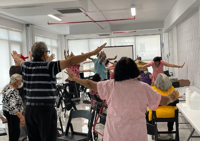 Senior community members enjoy weekly yoga classes at SACSS Senior Center this September